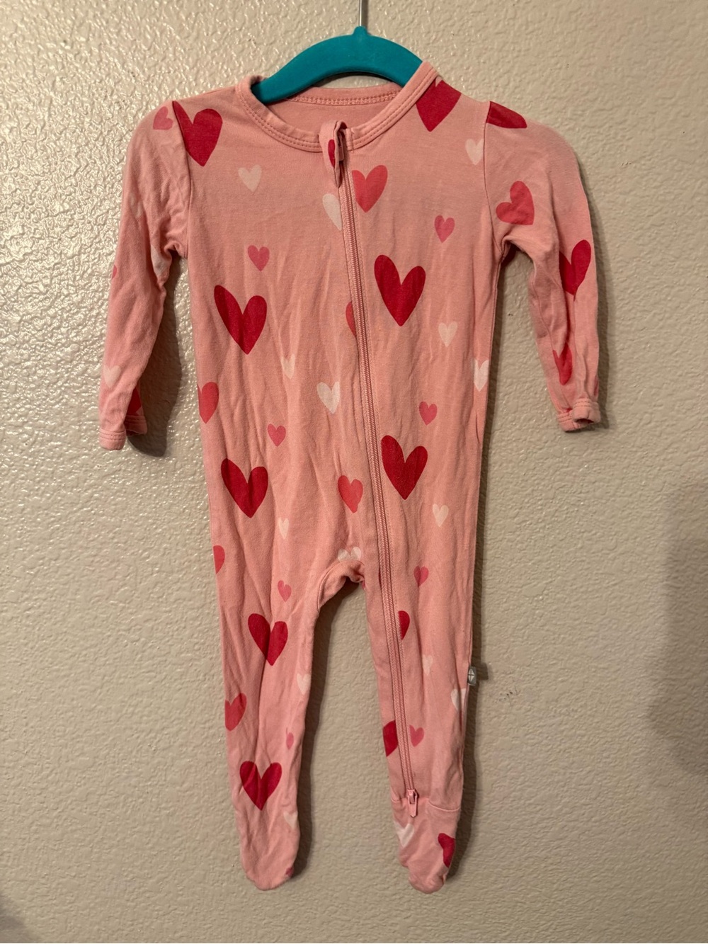 Kyte BABY Pink Heart Zip Footed One-Piece